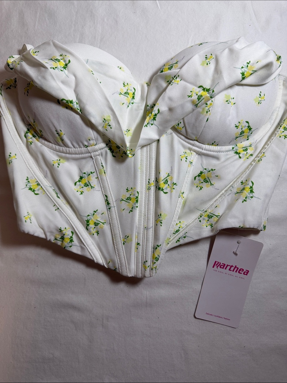 White Floral Bustier Corset Top XS